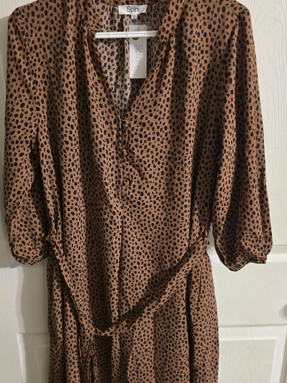 Spin Brown Cheetah Print Midi Wrap Dress